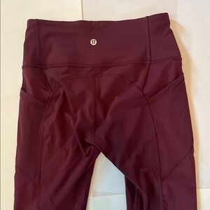 lululemon athletica Burgundy Leggings woman size 6 yoga gym workout dance pants